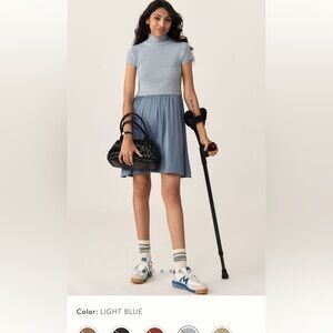 NWT new MP medium petite Anthropologie thea short sleeve sweater dress blue